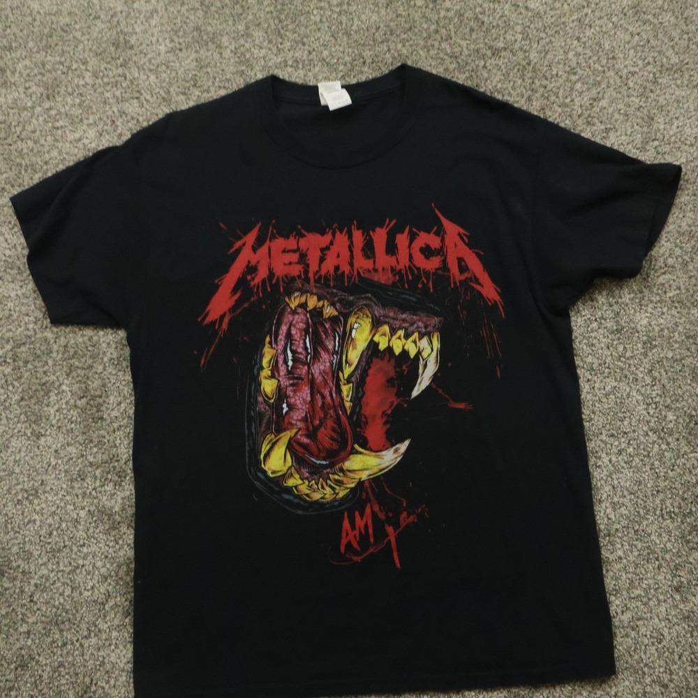 Metallica shirt mens L Savage Dog Band Black Graphic Print Metal Rock Concert